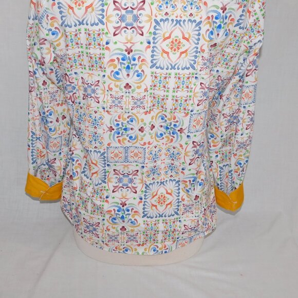 Foxcroft Womens 6 Alexis Watercolor Mosaic  Multicolor No Iron Button  Shirt - Picture 13 of 13